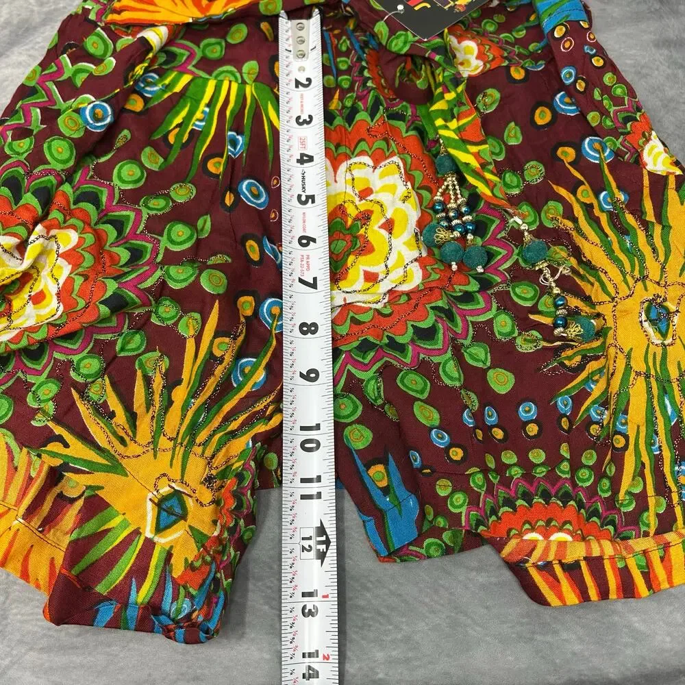 NEW Junglee Billie Mini Shorts Women S  Mid Rise Maximalist Flowy Sustainable - Picture 8 of 9